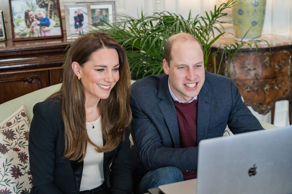 The Duke and Duchess of Cambridge spoke to nursing students from Ulster University via video call to hear more about their experiences of studying during the pandemic © Kensington Palace